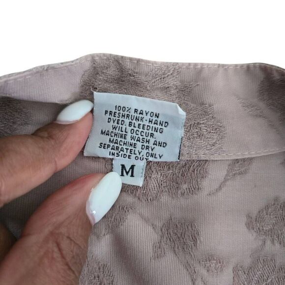 Vintage CP Shades Top Women's Medium Mauve Pink Floral 100% Rayon Button-Up - Picture 5 of 6
